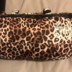 PINK leopard duffle bag